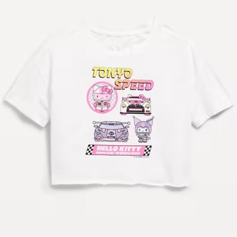 Old Navy Girls Hello Kitty Kuromi Cropped Oversized Graphic Tee - Small